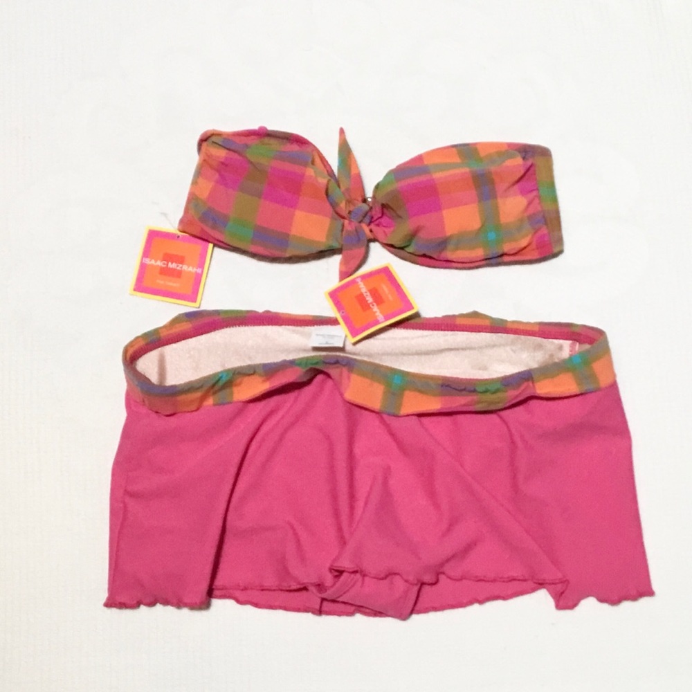 NWT Issac Mizrahi 2 Piece Swimsuit Bandeau Top & Skirt Size M NEW